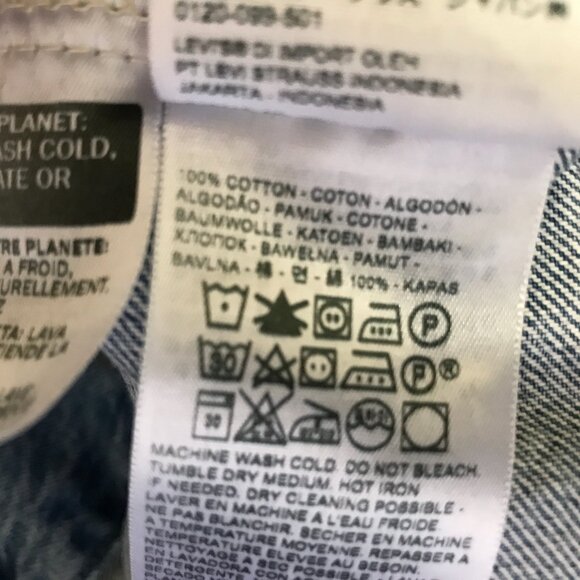 Levi's Trucker Jacket Size L Motocross Printed Sleeve Blue Denim - Picture 8 of 9